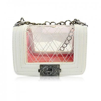 Fashion Women's Crossbody Bag With Transparent and Chains Design